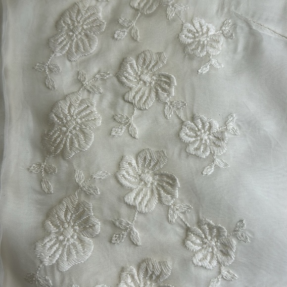 JUDY BOND VINTAGE 1950s?  EMBROIDERED SHEER SLEEVE BLOUSE SECRETARY BOW SZ 14/34 - Picture 16 of 16
